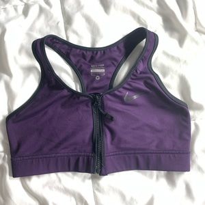 Nike Pro Dri-Fit Women's Sport Bra Purple Zipper Size Medium